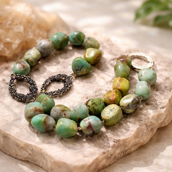 Jewelry - High-Grade Ocean Oracle Natural Green Opal Necklace – Mermaid Priestess Stone